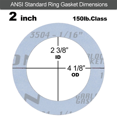 Garlock GylonÂ® 3504 Ring Gasket - 150 Lb. - 1/16" Thick - 2" Pipe