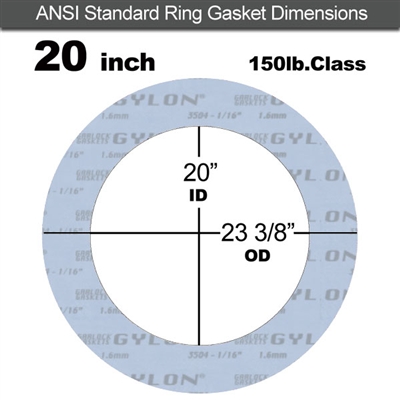 Garlock GylonÂ® 3504 Ring Gasket - 150 Lb. - 1/16" Thick - 20" Pipe