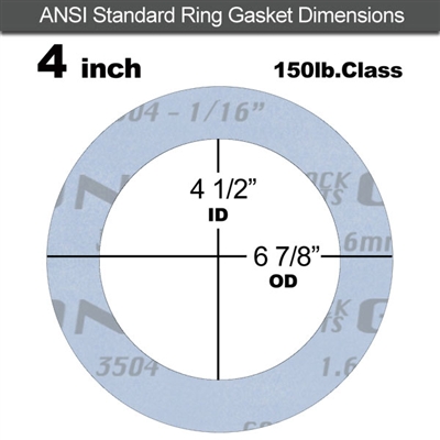 Garlock GylonÂ® 3504 Ring Gasket - 150 Lb. - 1/16" Thick - 4" Pipe