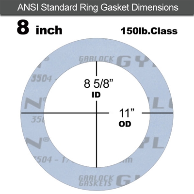 Garlock GylonÂ® 3504 Ring Gasket - 150 Lb. - 1/16" Thick - 8" Pipe