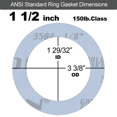 Garlock GylonÂ® 3504 Ring Gasket - 150 Lb. - 1/8" Thick - 1-1/2" Pipe