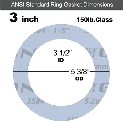 Garlock GylonÂ® 3504 Ring Gasket - 150 Lb. - 1/8" Thick - 3" Pipe