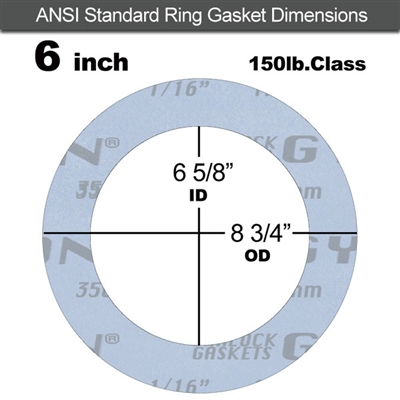 Garlock GylonÂ® 3504 Ring Gasket - 150 Lb. - 1/8" Thick - 6" Pipe