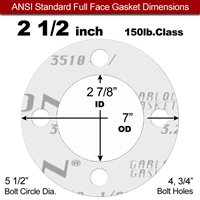 Garlock GylonÂ® 3510 Full Face Gasket - 150 Lb. - 1/16" Thick - 2-1/2" Pipe