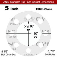 Garlock GylonÂ® 3510 Full Face Gasket - 150 Lb. - 1/16" Thick - 5" Pipe