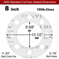 Garlock GylonÂ® 3510 Full Face Gasket - 150 Lb. - 1/16" Thick - 8" Pipe