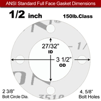 Garlock GylonÂ® 3510 Full Face Gasket - 150 Lb. - 1/8" Thick - 1/2" Pipe