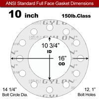 Garlock GylonÂ®3510 Full Face Gasket - 150 Lb. - 1/8" Thick - 10" Pipe