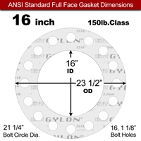 Garlock GylonÂ® 3510 Full Face Gasket - 150 Lb. - 1/8" Thick - 16" Pipe