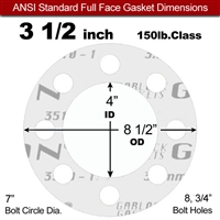 Garlock GylonÂ® 3510 Full Face Gasket - 150 Lb. - 1/8" Thick - 3-1/2" Pipe