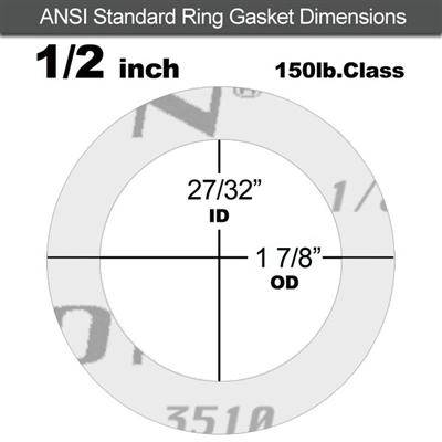Garlock GylonÂ® 3510 Ring Gasket - 150 Lb. - 1/16" Thick - 1/2" Pipe
