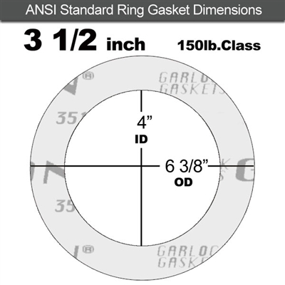 Garlock GylonÂ® 3510 Ring Gasket - 150 Lb. - 1/16" Thick - 3-1/2" Pipe