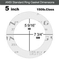 Garlock GylonÂ® 3510 Ring Gasket - 150 Lb. - 1/16" Thick - 5" Pipe