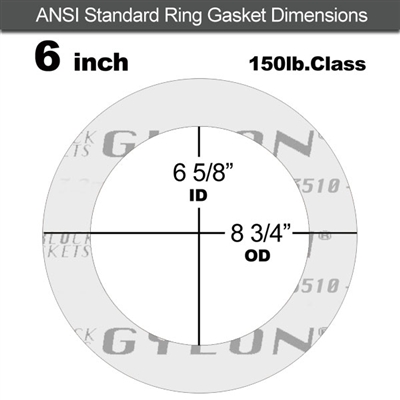 Garlock GylonÂ® 3510 Ring Gasket - 150 Lb. - 1/16" Thick - 6" Pipe