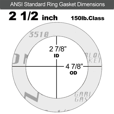 Garlock GylonÂ® 3510 Ring Gasket - 150 Lb. - 1/8" Thick - 2-1/2" Pipe