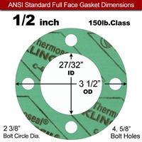 C-4401 Green N/A NBR Full Face Gasket - 150 Lb. - 1/16" Thick - 1/2" Pipe
