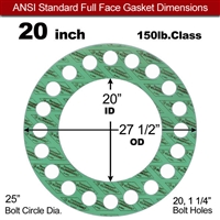 C-4401 Green N/A NBR Full Face Gasket - 150 Lb. - 1/16" Thick - 20" Pipe