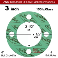 C-4401 Green N/A NBR Full Face Gasket - 150 Lb. - 1/16" Thick - 3" Pipe