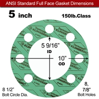 C-4401 Green N/A NBR Full Face Gasket - 150 Lb. - 1/16" Thick - 5" Pipe