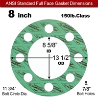 C-4401 Green N/A NBR Full Face Gasket - 150 Lb. - 1/16" Thick - 8" Pipe