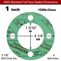 C-4401 Green N/A NBR Full Face Gasket - 150 Lb. - 1/8" Thick - 1" Pipe
