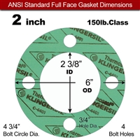 C-4401 Green N/A NBR Full Face Gasket - 150 Lb. - 1/8" Thick - 2" Pipe