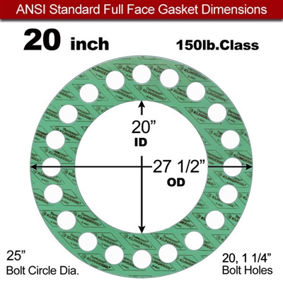 C-4401 Green N/A NBR Full Face Gasket -150 lb. - 1/8" Thick - 20"