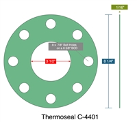 C-4401 Green N/A NBR Full Face Gasket - 300 Lb. - 1/16" Thick - 3" Pipe