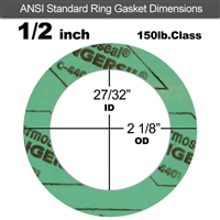 C-4401 Green N/A NBR Ring Gasket - 150 Lb. - 1/16" Thick - 1/2" Pipe