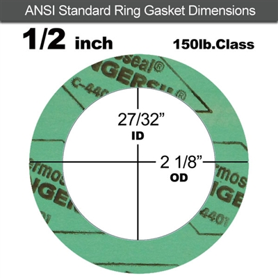 C-4401 Green N/A NBR Ring Gasket - 150 Lb. - 1/16" Thick - 1/2" Pipe