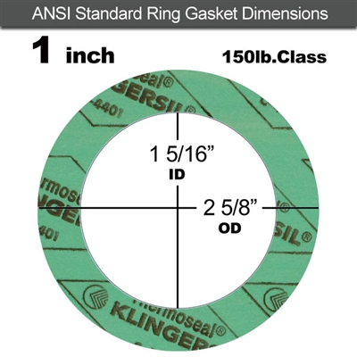 C-4401 Green N/A NBR Ring Gasket - 150 Lb. - 1/16" Thick - 1" Pipe
