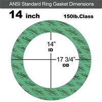 C-4401 Green N/A NBR Ring Gasket - 150 Lb. - 1/16" Thick - 14" Pipe