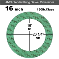 C-4401 Green N/A NBR Ring Gasket - 150 Lb. - 1/16" Thick - 16" Pipe