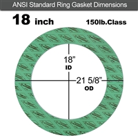 C-4401 Green N/A NBR Ring Gasket - 150 Lb. - 1/16" Thick - 18" Pipe