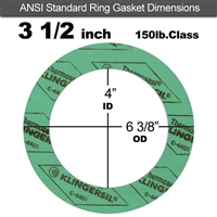 C-4401 Green N/A NBR Ring Gasket - 150 Lb. - 1/16" Thick - 3-1/2" Pipe