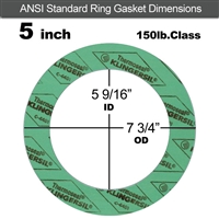 C-4401 Green N/A NBR Ring Gasket - 150 Lb. - 1/16" Thick - 5" Pipe