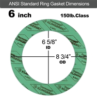 C-4401 Green N/A NBR Ring Gasket - 150 Lb. - 1/16" Thick - 6" Pipe