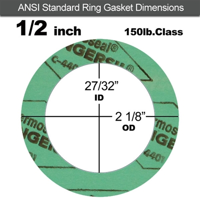 C-4401 Green N/A NBR Ring Gasket - 150 Lb. - 1/8" Thick - 1/2" Pipe