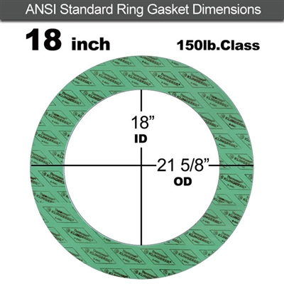 C-4401 Green N/A NBR Ring Gasket - 150 Lb. - 1/8" Thick - 18" Pipe