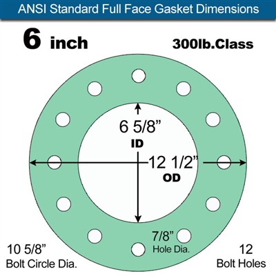 Equalseal EQ750G Full Face Gasket - 300 Lb. Class - 1/16" - 6" Pipe Size