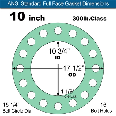 Equalseal EQ750G Full Face Gasket - 300 Lb. Class - 1/16" - 10" Pipe Size