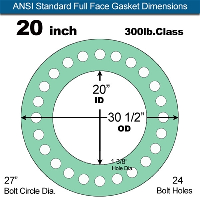 Equalseal EQ750G Full Face Gasket - 300 Lb. Class - 1/16" - 20" Pipe Size