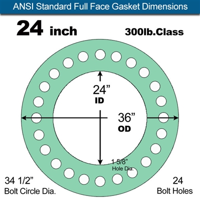 Equalseal EQ750G Full Face Gasket - 300 Lb. Class - 1/16" - 24" Pipe Size