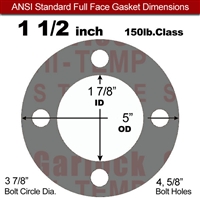 Garlock Style 9850 N/A NBR Full Face Gasket - 150 Lb. - 1/16" Thick - 1-1/2" Pipe