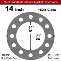 Garlock Style 9850 N/A NBR Full Face Gasket - 150 Lb. - 1/16" Thick - 14" Pipe