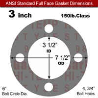 Garlock Style 9850 N/A NBR Full Face Gasket - 150 Lb. - 1/16" Thick - 3" Pipe