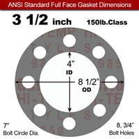 Garlock Style 9850 N/A NBR Full Face Gasket - 150 Lb. - 1/16" Thick - 3-1/2" Pipe