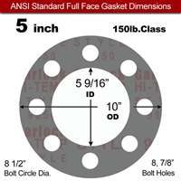 Garlock Style 9850 N/A NBR Full Face Gasket - 150 Lb. - 1/16" Thick - 5" Pipe