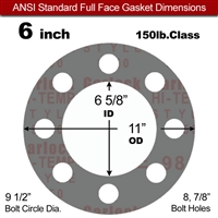 Garlock Style 9850 N/A NBR Full Face Gasket - 150 Lb. - 1/16" Thick - 6" Pipe