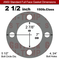 Garlock Style 9850 N/A NBR Full Face Gasket - 150 Lb. - 1/8" Thick - 2-1/2" Pipe